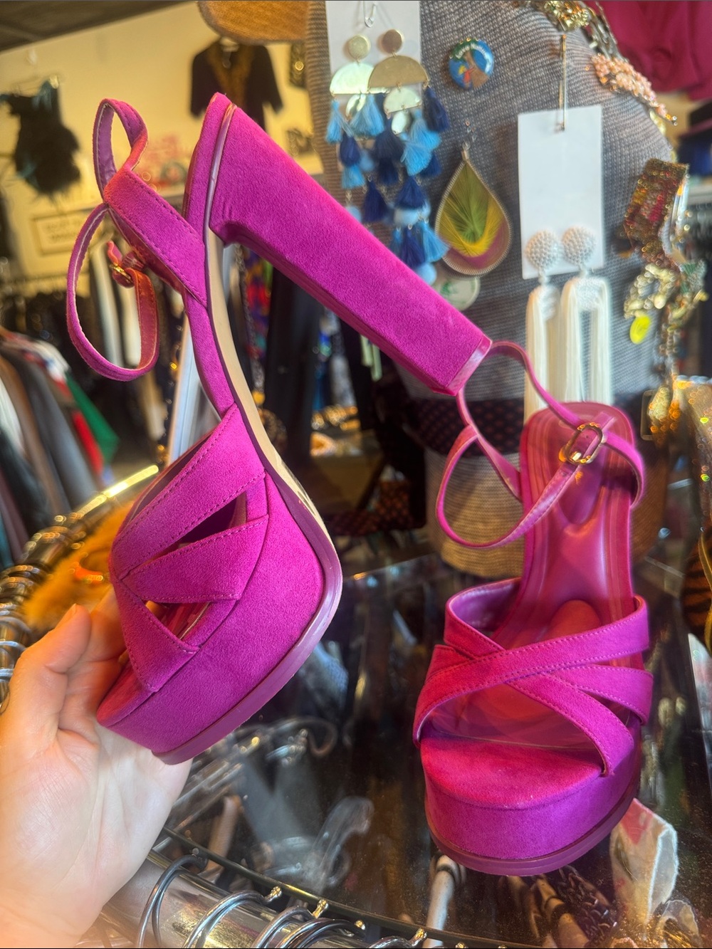 Jessica Simpson Platform Block Heel Sandals - Hot Pink